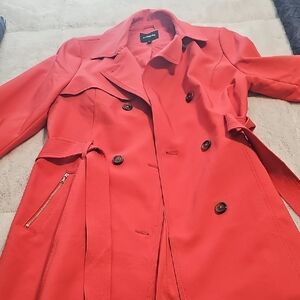 Women's Salmon Double-Breasted Trench Coat
